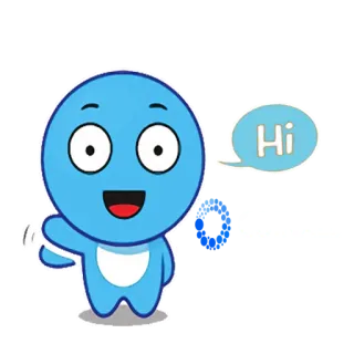 👏 Hi carino, cartone animato, saluto, blu, personaggio, amichevole telegram sticker
