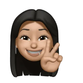 ✌ memoji, emoji, peace sign, avatar, cartoon, woman telegram sticker