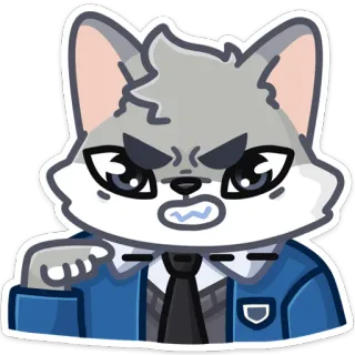 😬 lobo, desenho animado, zangado, furry, animal, gravata, terno whatsapp sticker