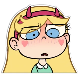 😦 Star Butterfly Star vs. the Forces of Evil การ์ตูน, ตัวละคร, สตาร์ บัตเตอร์ฟลาย, น่ารัก, กังวล, หน้าแดง telegram sticker