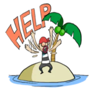 😫 HELP pulau, bajak laut, bantuan, tropis, kartun, terdampar, pulau terpencil, bajak laut kartun whatsapp sticker