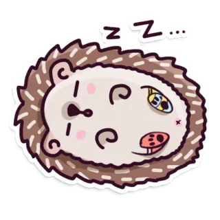 😴 z z z... เม่น, ง่วง, การ์ตูน, สัตว์ telegram sticker