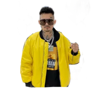 👽 Advisory Content mężczyzna, żółty, kurtka, muzyka, okulary przeciwsłoneczne telegram sticker