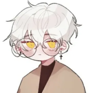 😐 애니 남, 안경, 귀여운, 캐릭터, 귀걸이, 아트 telegram sticker