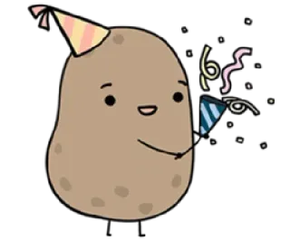 🎉 patata, fiesta, celebración, lindo, kawaii, confeti, cumpleaños whatsapp sticker