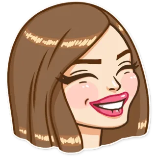 😆 женщина, улыбается, смеется, мультфильм, счастливый, брюнетка telegram sticker