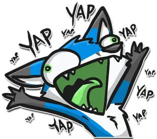 🗣 YAP YAP YAP YAP YAP YAP YAP YAP YAP YAP สัตว์, สุนัขจิ้งจอก, สีน้ำเงิน, การ์ตูน, ตะโกน, เห่า, สุนัข whatsapp sticker