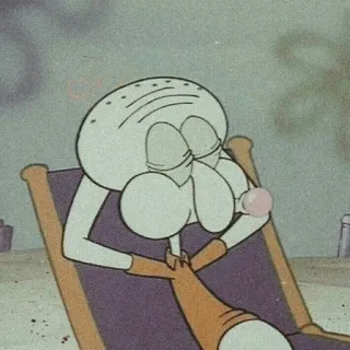 ⚓️ Squidward SpongeBob SquarePants dessin animé, plage, Carlo Tentacule, chewing-gum, relaxation telegram sticker