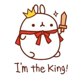 ☁️ I'm the King! 漫画, ウサギ, 王冠, 王, 剣, 動物, かわいい, バニー telegram sticker