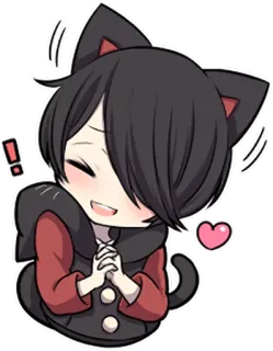 😄 애니메이션, 만화, 고양이귀, 카와이, 귀여운, 하트, SD캐릭터 telegram sticker