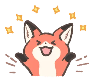 🥳 キツネ, かわいい, 動物, 星 telegram sticker