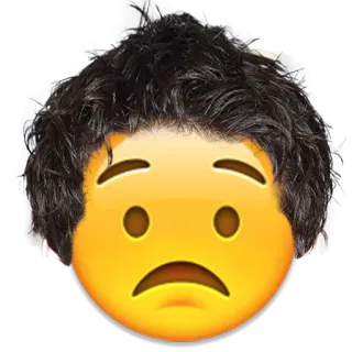 😟 emoji, sad, expression, face, hairstyle telegram sticker