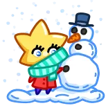 ☃️ 별, 눈사람, 겨울, 눈, 목도리, 귀여운 telegram sticker