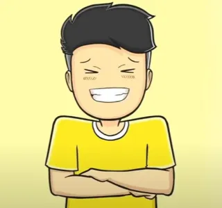 🎭 Dessin animé, Sourire, Joyeux, Personne, Personnage whatsapp sticker
