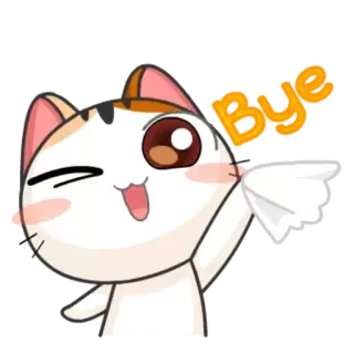 👋 Bye 猫, 手を振る, かわいい, 別れ, アニメ telegram sticker