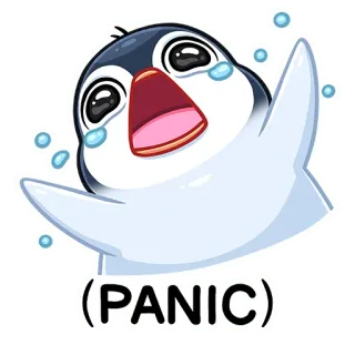 😨 (PANIC) pinguin, panik, weinen, emotion, cartoon, sticker, besorgt, gestresst telegram sticker