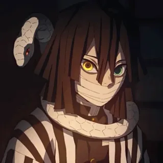 🐍 Obanai Iguro Demon Slayer อนิเมะ, ดาบพิฆาตอสูร, โอบาไน อิงุโระ, งู, ตัวละคร telegram sticker