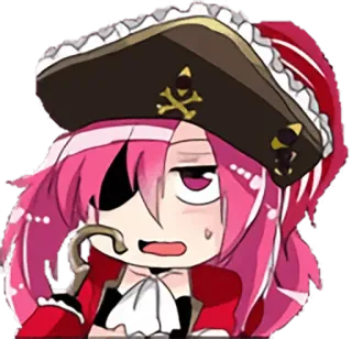 🤔 pirate, cartoon, anime, sticker, chibi telegram sticker