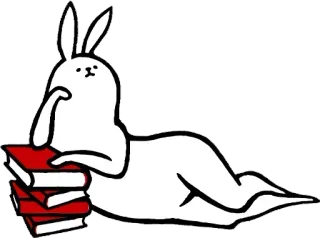 🐰 conejo, libros, leyendo, lindo, dibujos animados telegram sticker