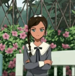 🧚‍♀ アニメ, 女の子, 漫画, キャラクター, 屋外, 座り telegram sticker