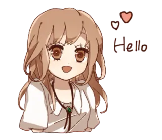 👩 Hello Cartoon, Hallo, Herzen, Mädchen, Gruß, Süß telegram sticker