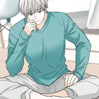 🍚 Gaya anime, Anak laki-laki, Duduk, Melamun, Gaya korea telegram sticker