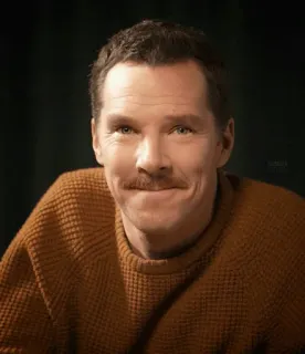 😊 Benedict Cumberbatch actor, portrait, celebrity, man, mustache telegram sticker