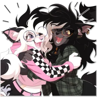 🫂 furry, hug, friends, cute, cartoon, anthro, happy whatsapp sticker