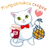 🤒 поправляйся скорее cat, get well soon, jam, heart, cute telegram sticker