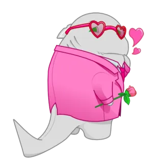 😍 акула, мультфильм, любовь, роза, очки, розовый, милый, животное telegram sticker