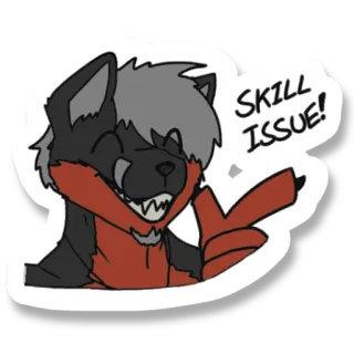 🦊 SKILL ISSUE! скилл иссуе, мультфильм, мем, фурри, животное, шутка telegram sticker