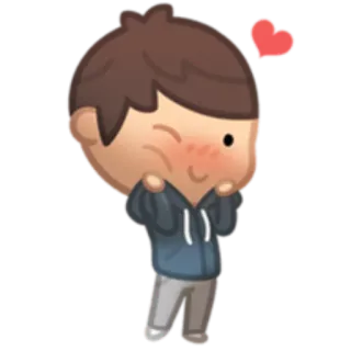 😉 Cartoon, Jongen, Hart, Schattig, Knipoog, Liefde telegram sticker