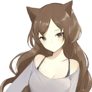 😏 สาวอนิเมะ, หูแมว, คาวาอิ, น่ารัก, ภาพประกอบ, การ์ตูน, ตัวละคร telegram sticker