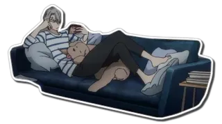 🤔 Victor Nikiforov Yuri on Ice Anime, Personaje, Dibujos animados, Sofá, Relajante, Animado, Oso telegram sticker