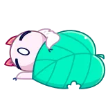 😴 endormi, feuille, dessin animé, mignon, animal whatsapp sticker