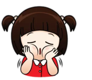 😑 Cartoon, Mädchen, traurig, verärgert, süß, schmollen telegram sticker