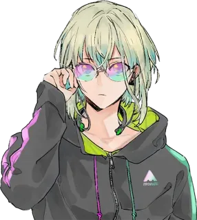 😎 anime, manga, character, glasses, art, digital art, hoodie telegram sticker