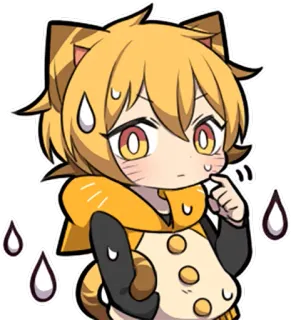 😥 애니메이션, 귀여운, 고양이, 걱정, 불안, 땀, 표정 telegram sticker