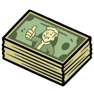 💵 Vault Boy Fallout Geld, Dollar, Vault Boy, Fallout, Videospiel, Reichtum telegram sticker