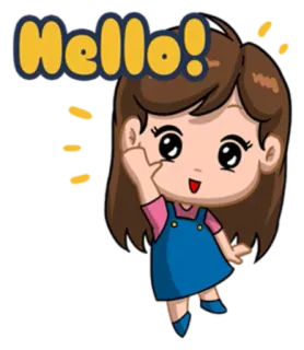 😊 Hello! xin chào, cô gái, hoạt hình, chào hỏi, dễ thương, thân thiện whatsapp sticker