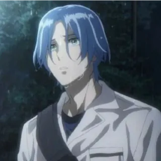 😁 anime, sad, blue hair, male, character, portrait telegram sticker