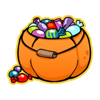 🍬 halloween, bonbons, friandises, citrouille, seau, sucreries telegram sticker