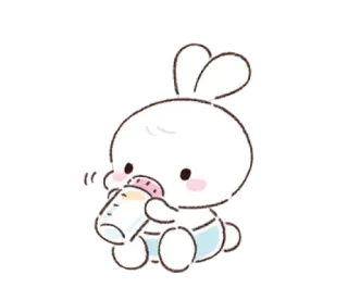 🍼 imut, bayi, kelinci, kelinci, kartun, hewan, botol, bayi telegram sticker