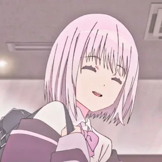 😜 anime, chica, pelo rosa, dibujos animados, sonriendo, linda telegram sticker
