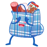 🙈 Einkaufstüte, Einkaufen, Essen, anthropomorph, kawaii, niedlich, Cartoon telegram sticker