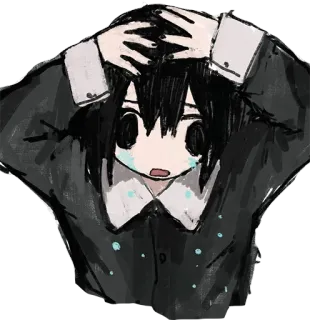 😢 Anime, Charakter, Traurig, Besorgt, Weinend telegram sticker