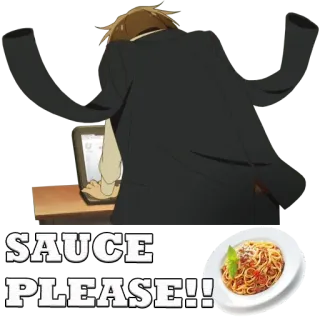 😡 SAUCE PLEASE!! Спагетти, Соус, Аниме, Еда, Компьютер, Запрос telegram sticker