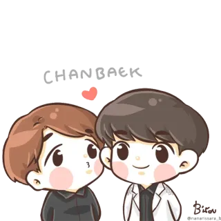 ♥ CHANBAEK Hoạt hình, Anime, Tình bạn, Dễ thương, Tình yêu telegram sticker