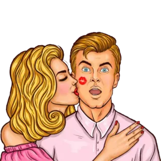💋 kiss, love, couple, romance, lipstick, woman, man telegram sticker