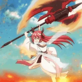 🔥 anime, demon, axe, weapon, fantasy telegram sticker